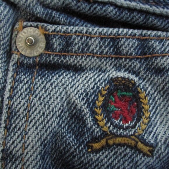 TOMMY HILFIGER WOMEN'S SIZE 6 X 27 JEANS STONE WASHED PERFECT T SPELLOUT FLAG 90 - Picture 6 of 16